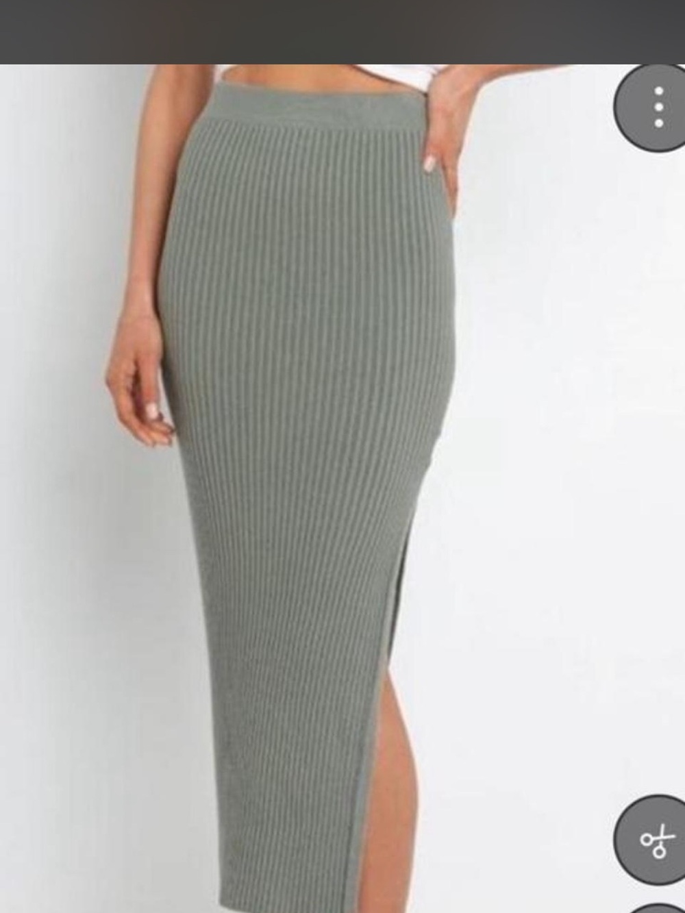 Petal and Pup Ribbed Knit Midi Skirt in Sage Green - Women's